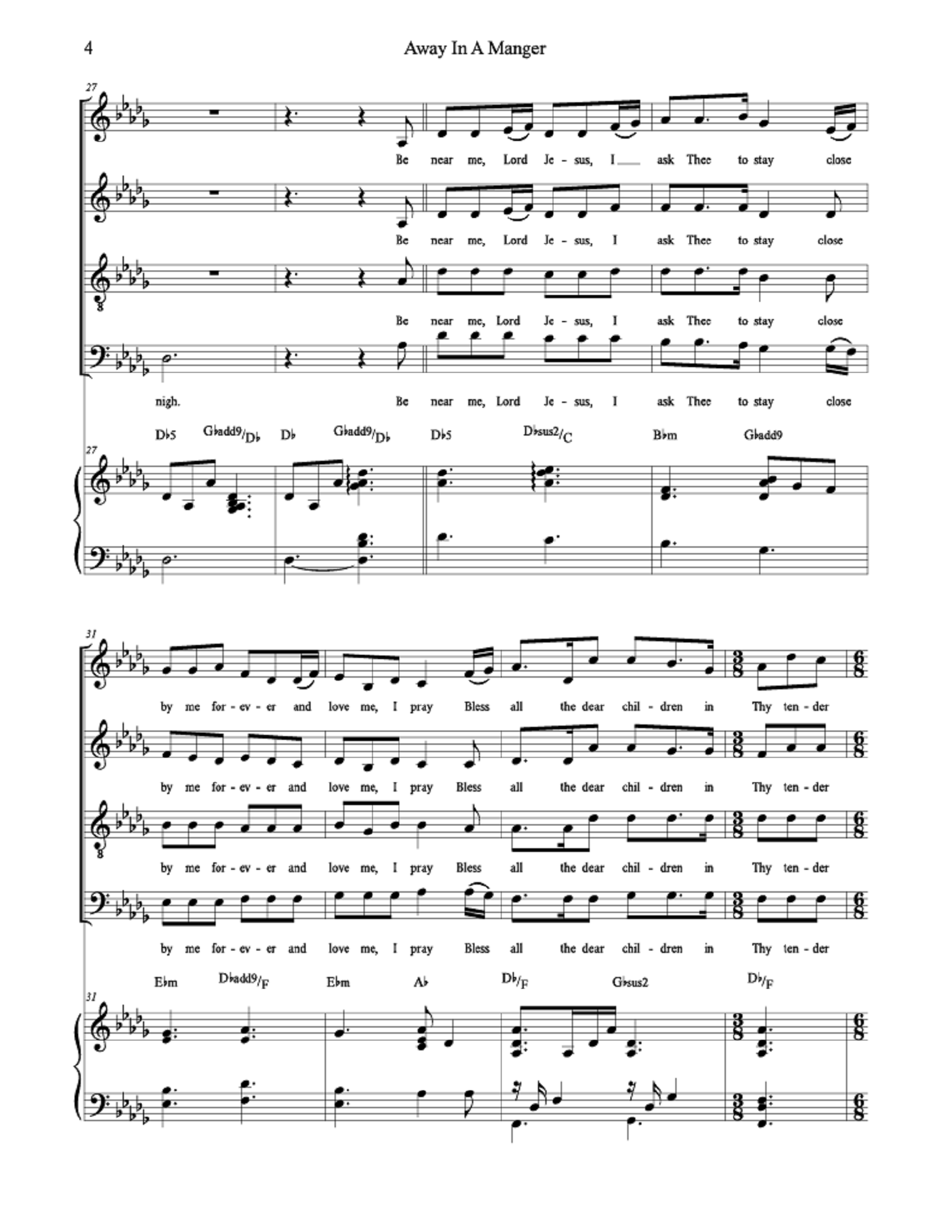 Away in a Manger - arr. Rebekah Sorensen (SATB)