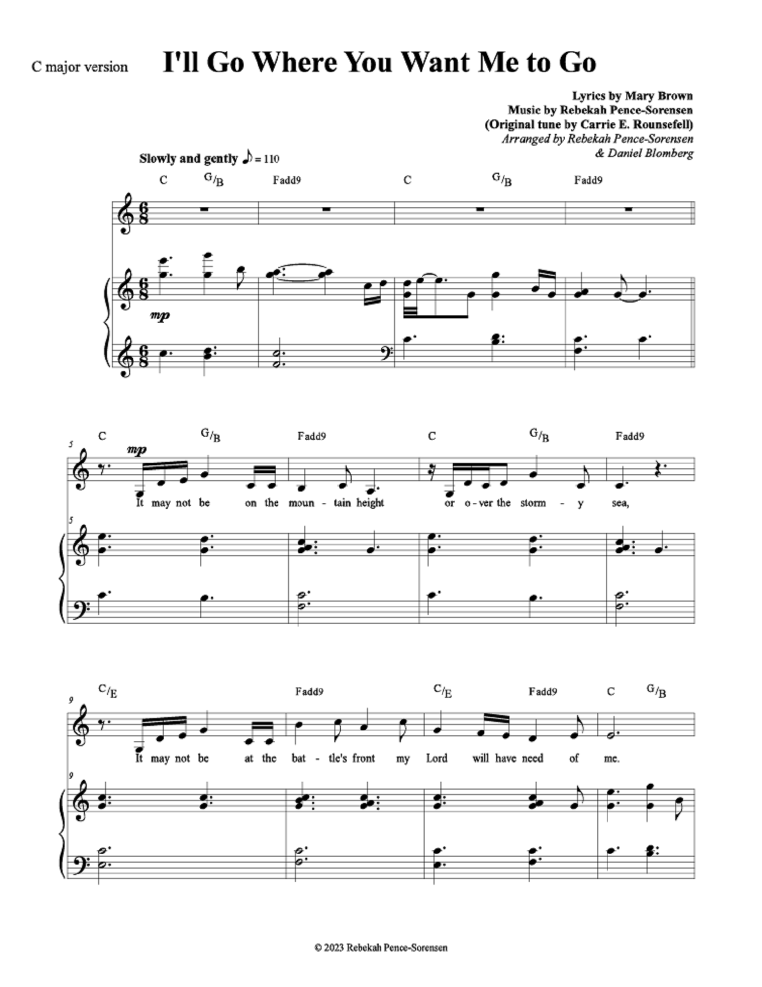 I'll Go Where You Want Me To Go - arr. Rebekah Sorensen (Vocal Solo)