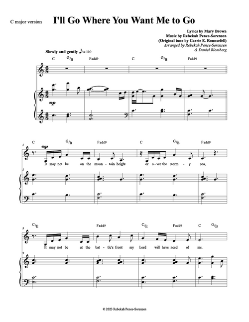 I'll Go Where You Want Me To Go - arr. Rebekah Sorensen (Vocal Solo)