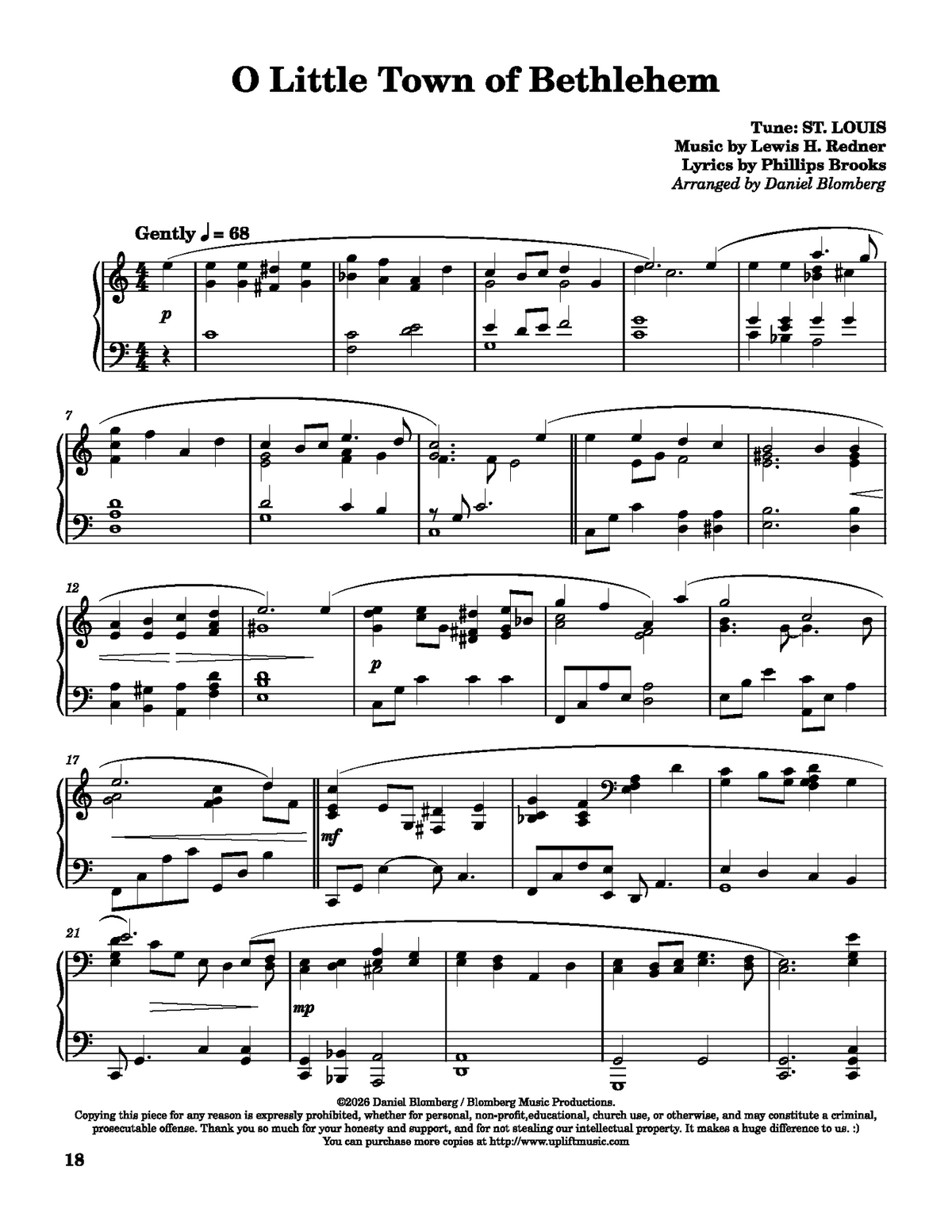 Sacred Christmas III - Daniel Blomberg (Advanced Piano Solos)
