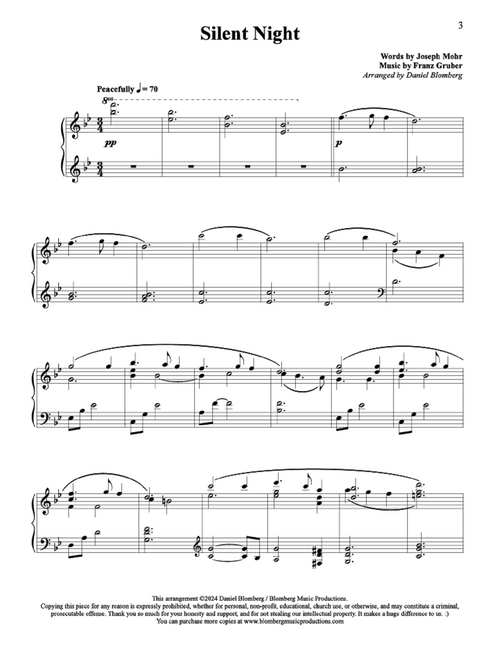 Silent Night - arr. Daniel Blomberg (Piano Solo)