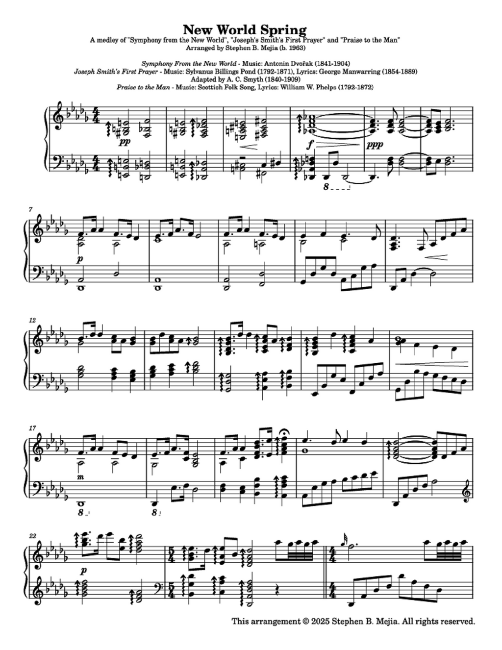 New World Spring - arr. Stephen B. Mejia (Piano Solo)