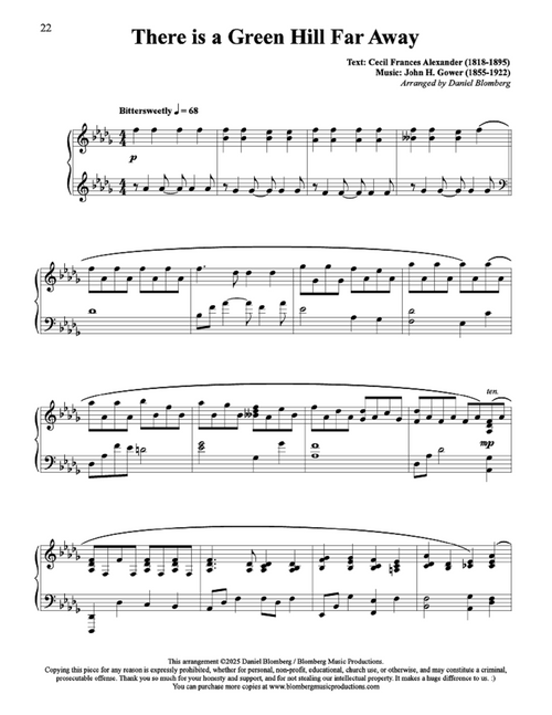 There is a Green Hill Far Away - arr. Daniel Blomberg (Piano Solo)