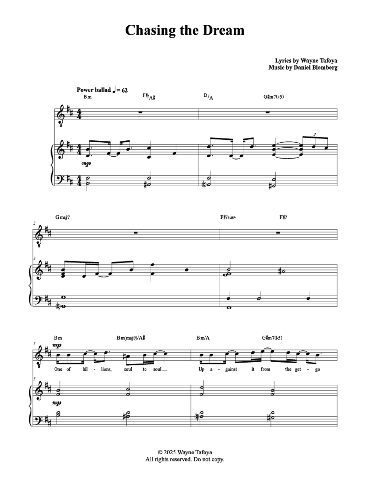 Chasing the Dream - Wayne Tafoya, Daniel Blomberg (Vocal Solo, Pop/Rock Band)