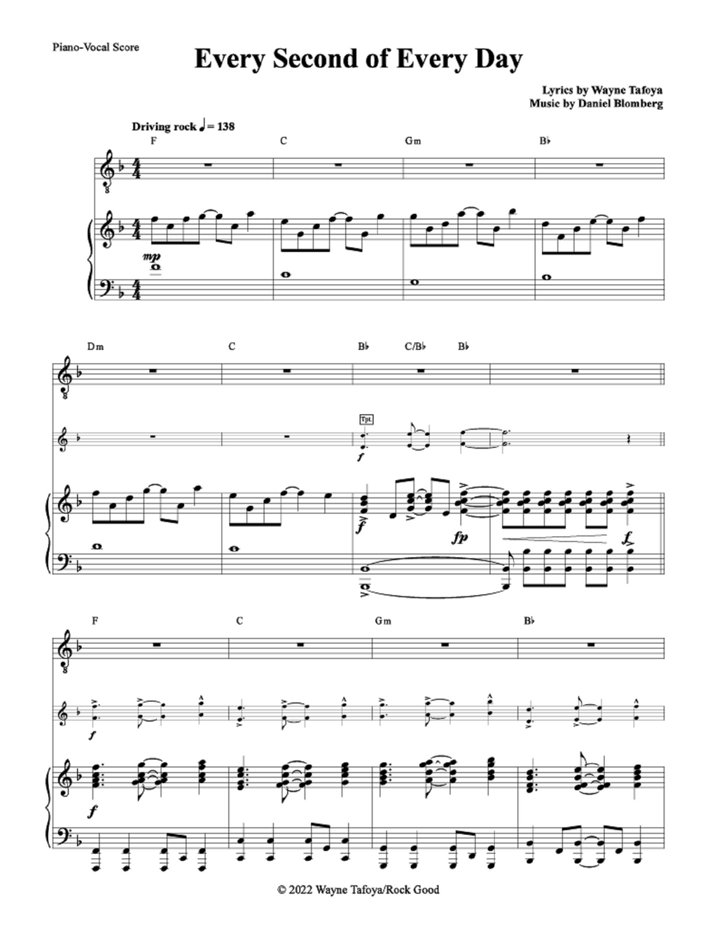 Every Second of Every Day - Wayne Tafoya, Daniel Blomberg (Pop/Rock Band, Vocal Solo)