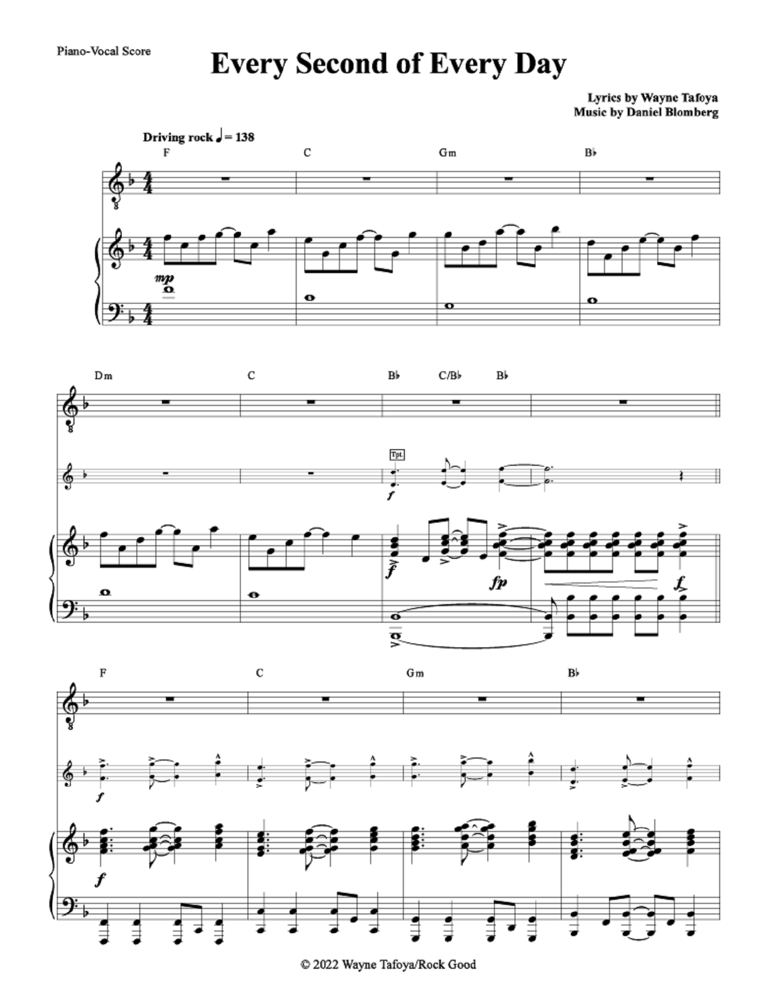 Every Second of Every Day - Wayne Tafoya, Daniel Blomberg (Pop/Rock Band, Vocal Solo)