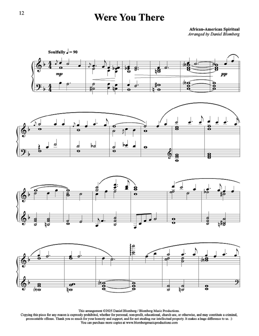 Were You There - arr. Daniel Blomberg (Piano Solo)
