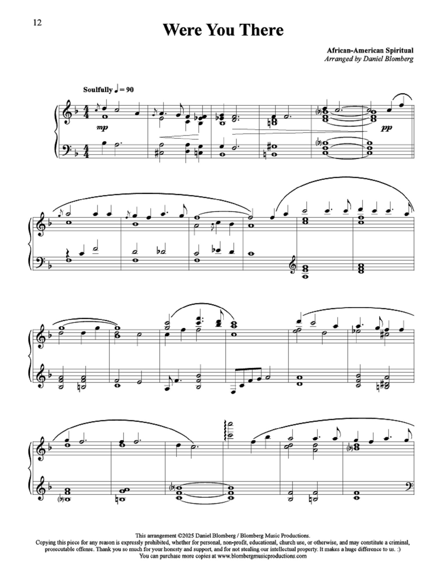 Were You There - arr. Daniel Blomberg (Piano Solo)
